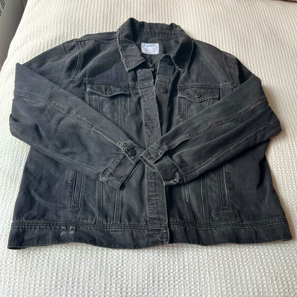 Distressed denim jacket